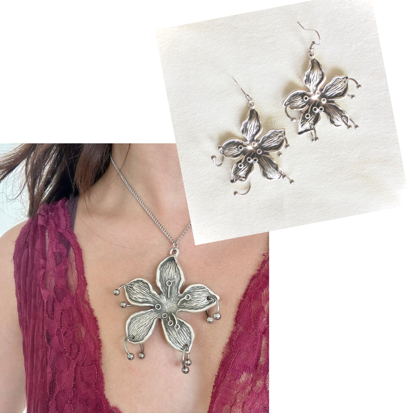 Strong Choker/Strong Earrings- SILVER BUNDLE