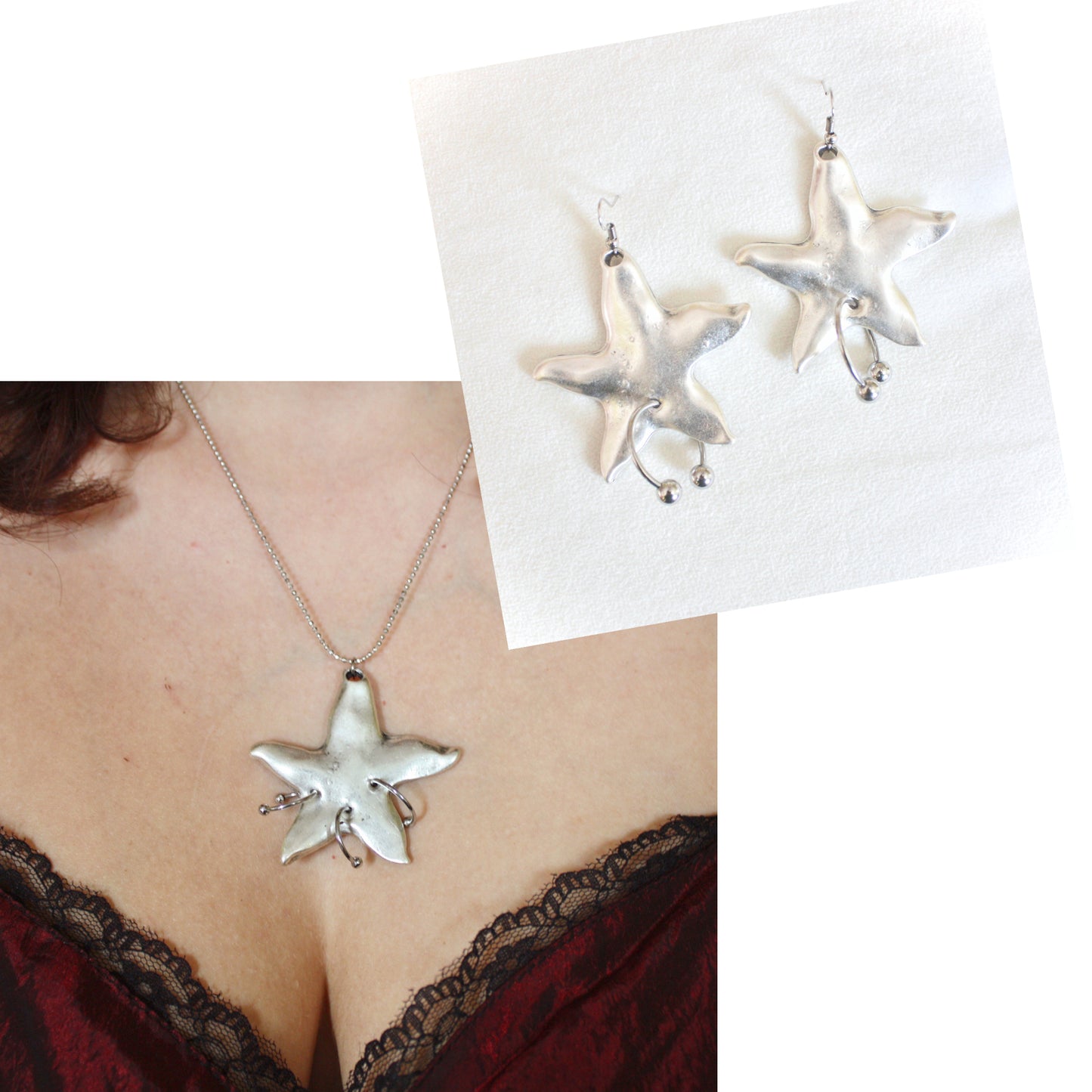 Stubborn Beauty Choker/Revive Earrings- SILVER BUNDLE