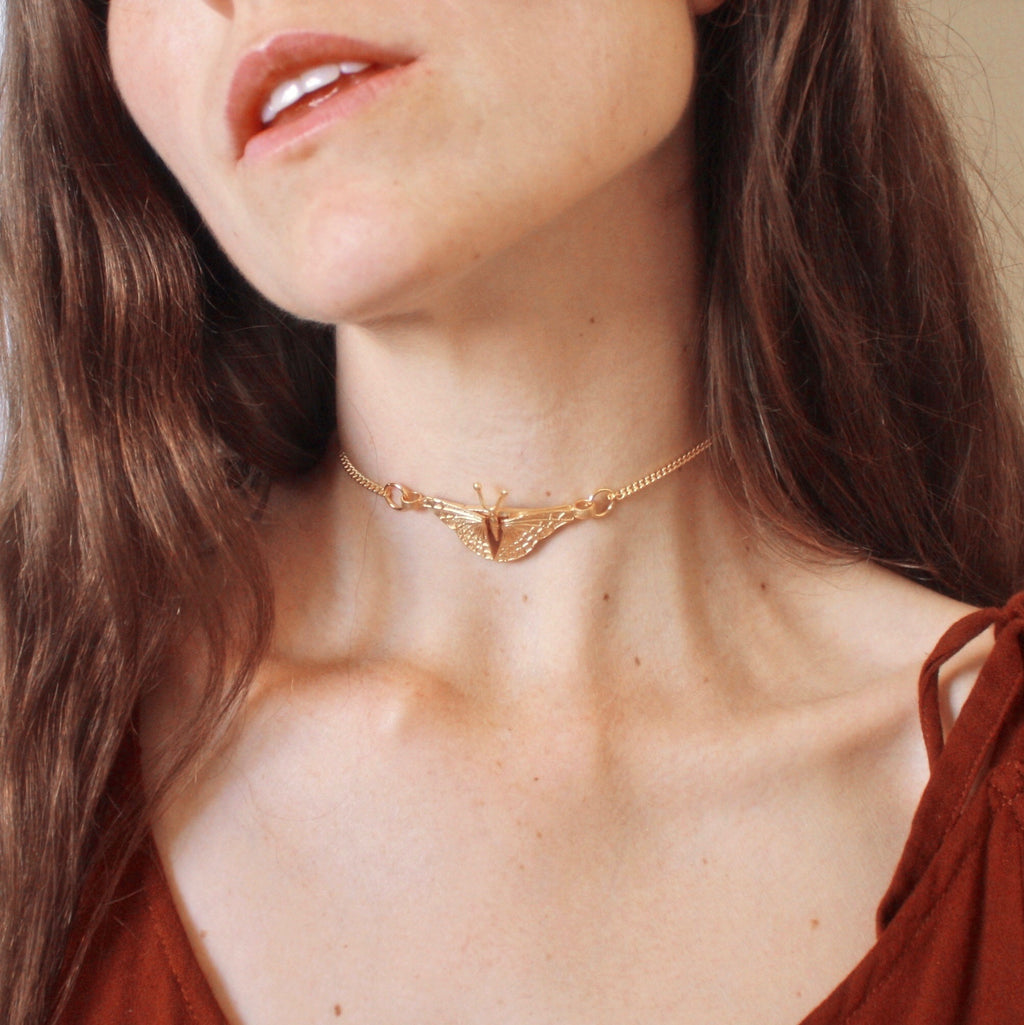 Happiness is a Butterfly Choker in Gold