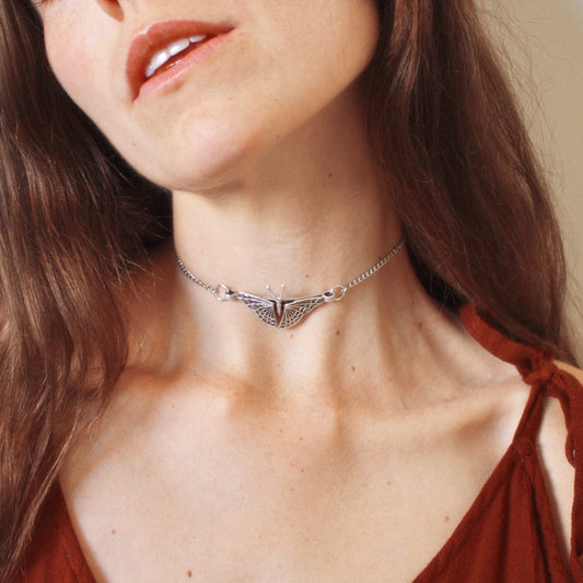 Happiness is a Butterfly Choker in Silver