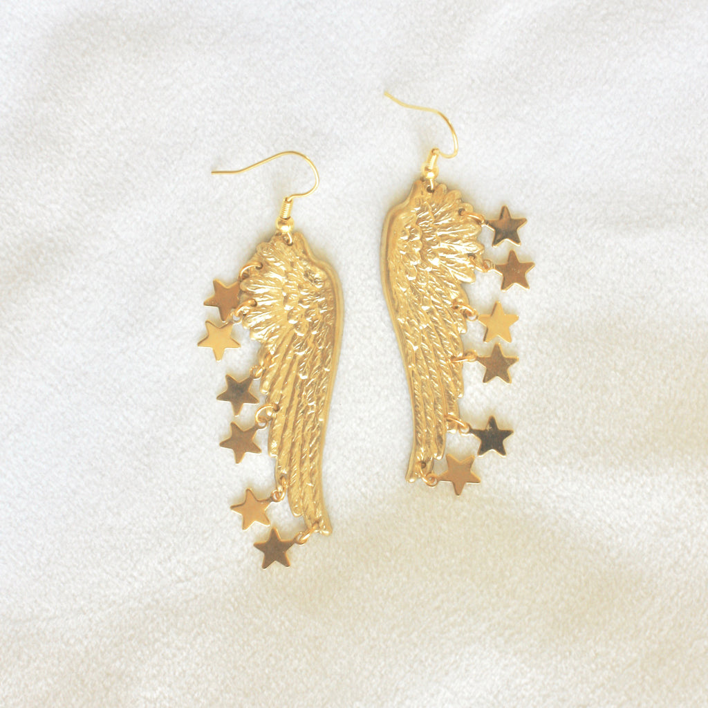 Lucky Stars Earrings in Polished Brass