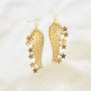 Lucky Stars Earrings in Polished Brass