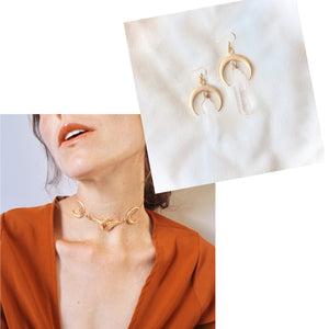 Out of the Woods Choker/Duality Earrings- GOLD BUNDLE